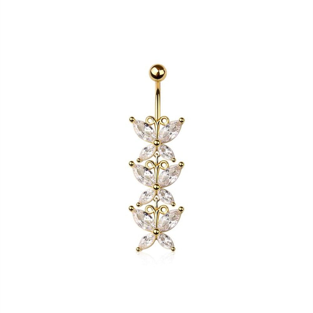 Triple Butterfly Cascade Navel Dangle 14g