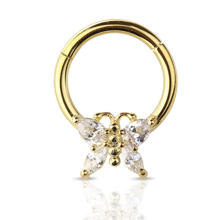 Premium Butterfly Crystal Segment Ring 16g