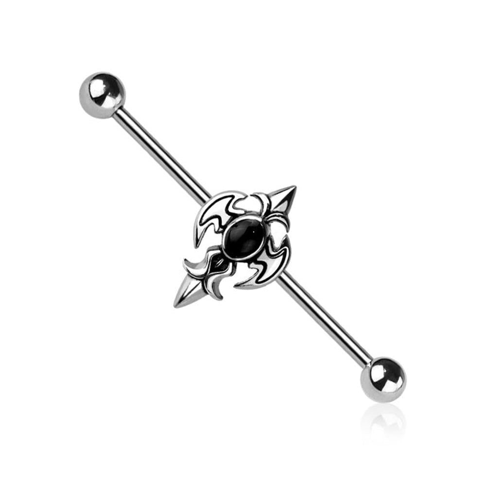 Gothic Cross Fancy Industrial Barbell 14g