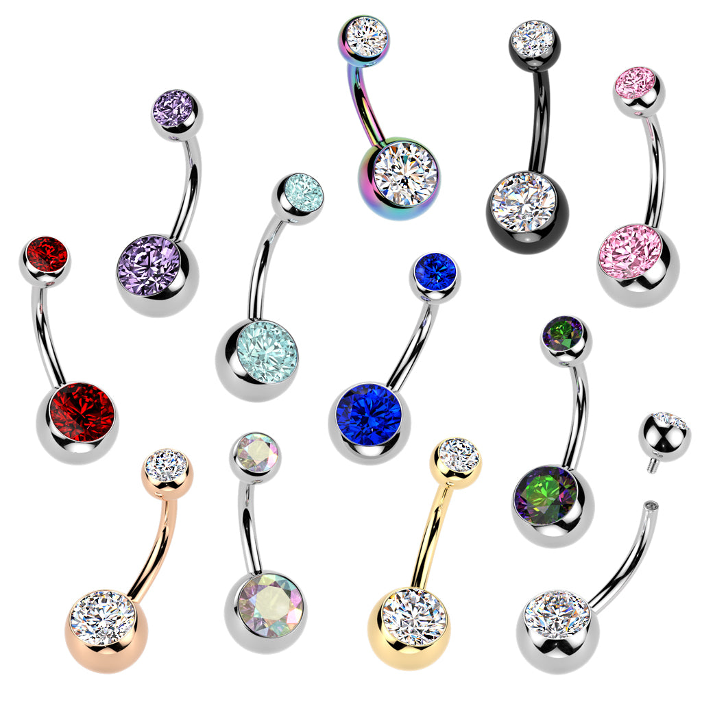 Premium G23 Titanium Crystal Navel Barbell 14g
