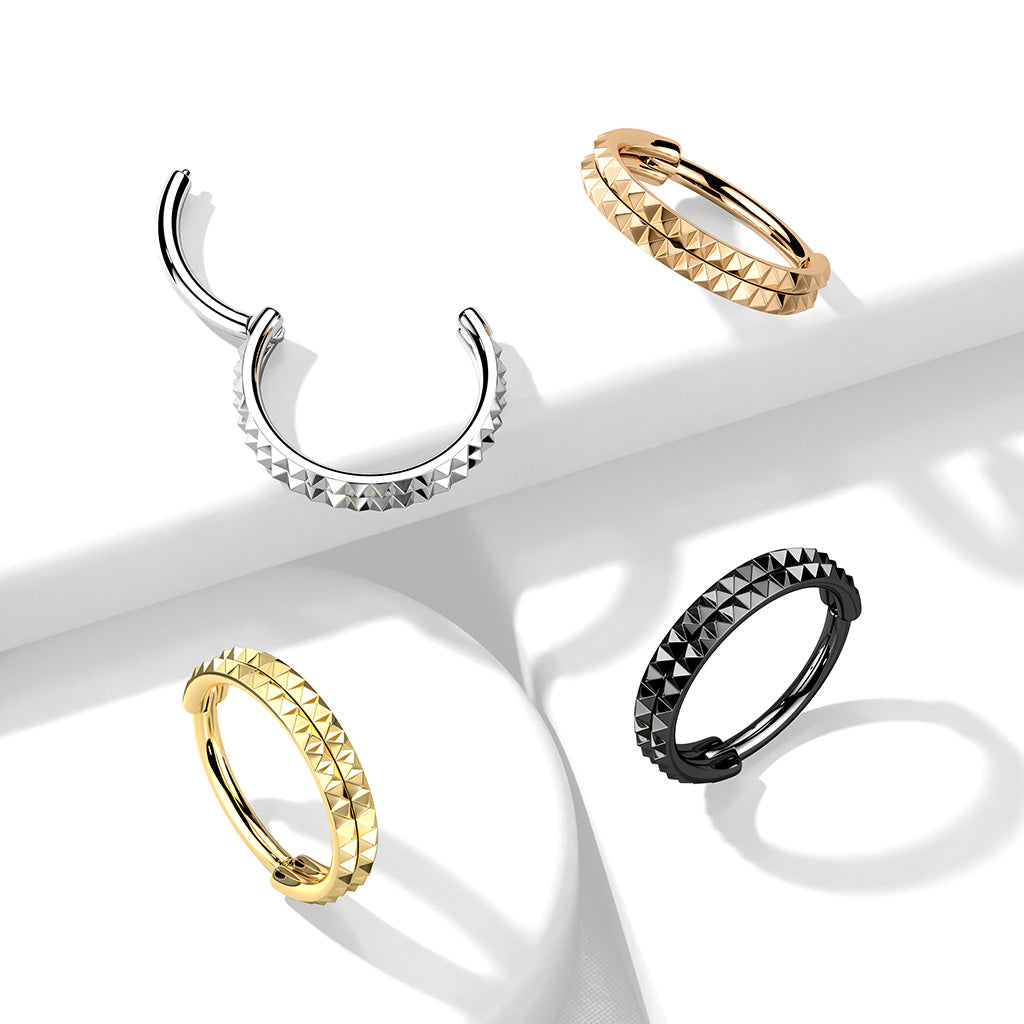 Premium Textured Edge Hinged Segment Ring 16g