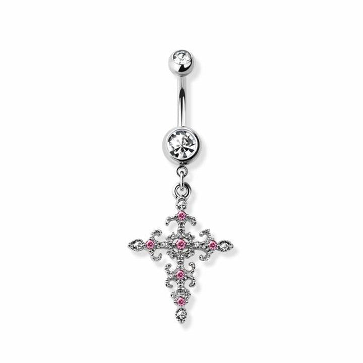 Baroque Cross Navel Dangle 14g