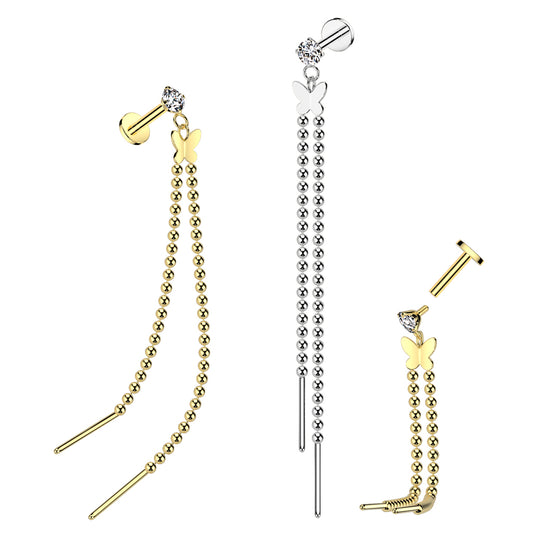 Premium Claw-Set Crystal Butterfly Beaded Chain Dangle Flat Back 16g