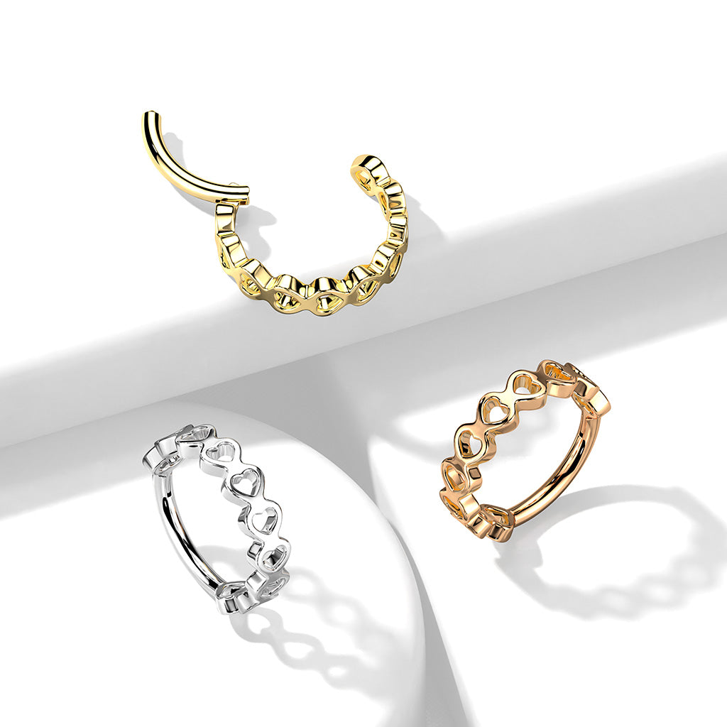 Premium Heart Pattern Hinged Segment Ring 16g