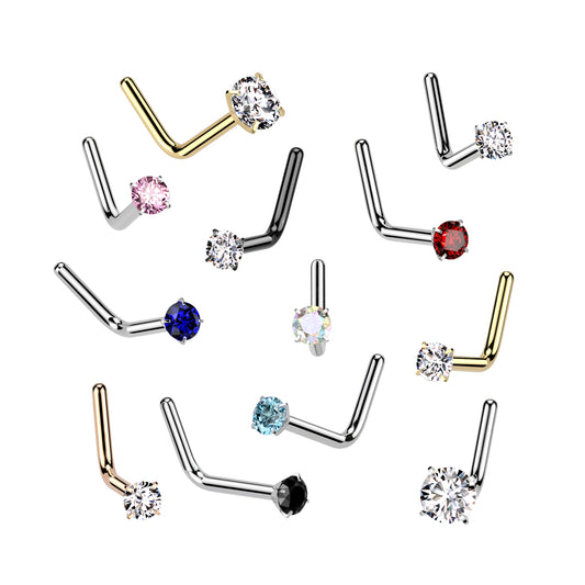 Premium G23 Titanium Claw-Set Crystal Nose Pin 20g