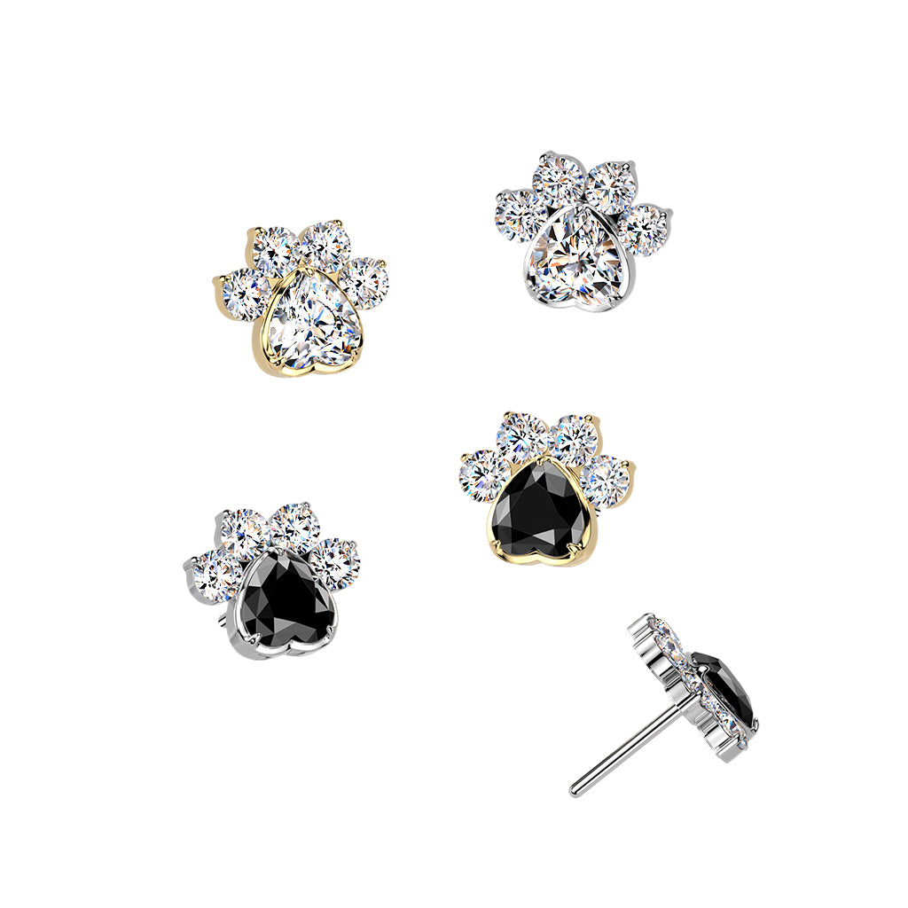 Premium G23 Titanium Paw Print Crystal Luxe Threadless Top