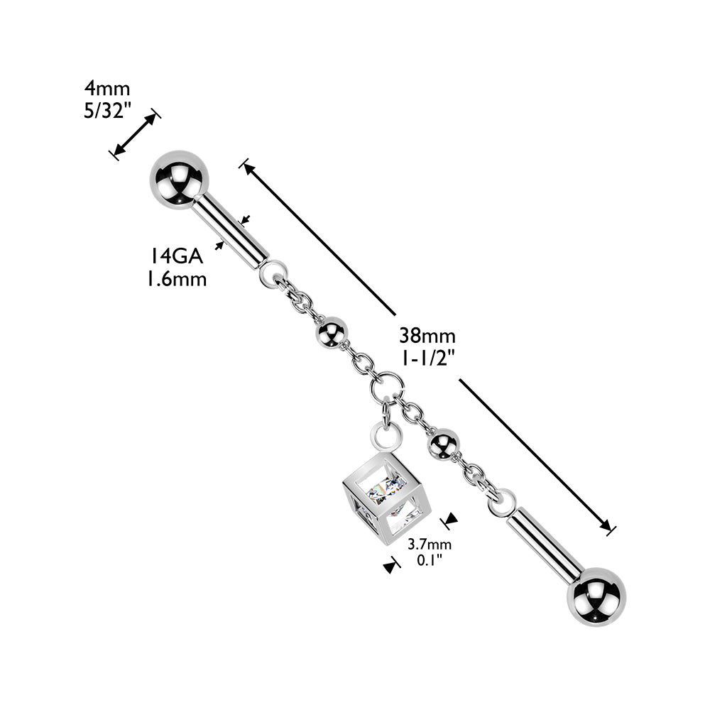Cubic Dangle Chain Industrial Barbell 14g