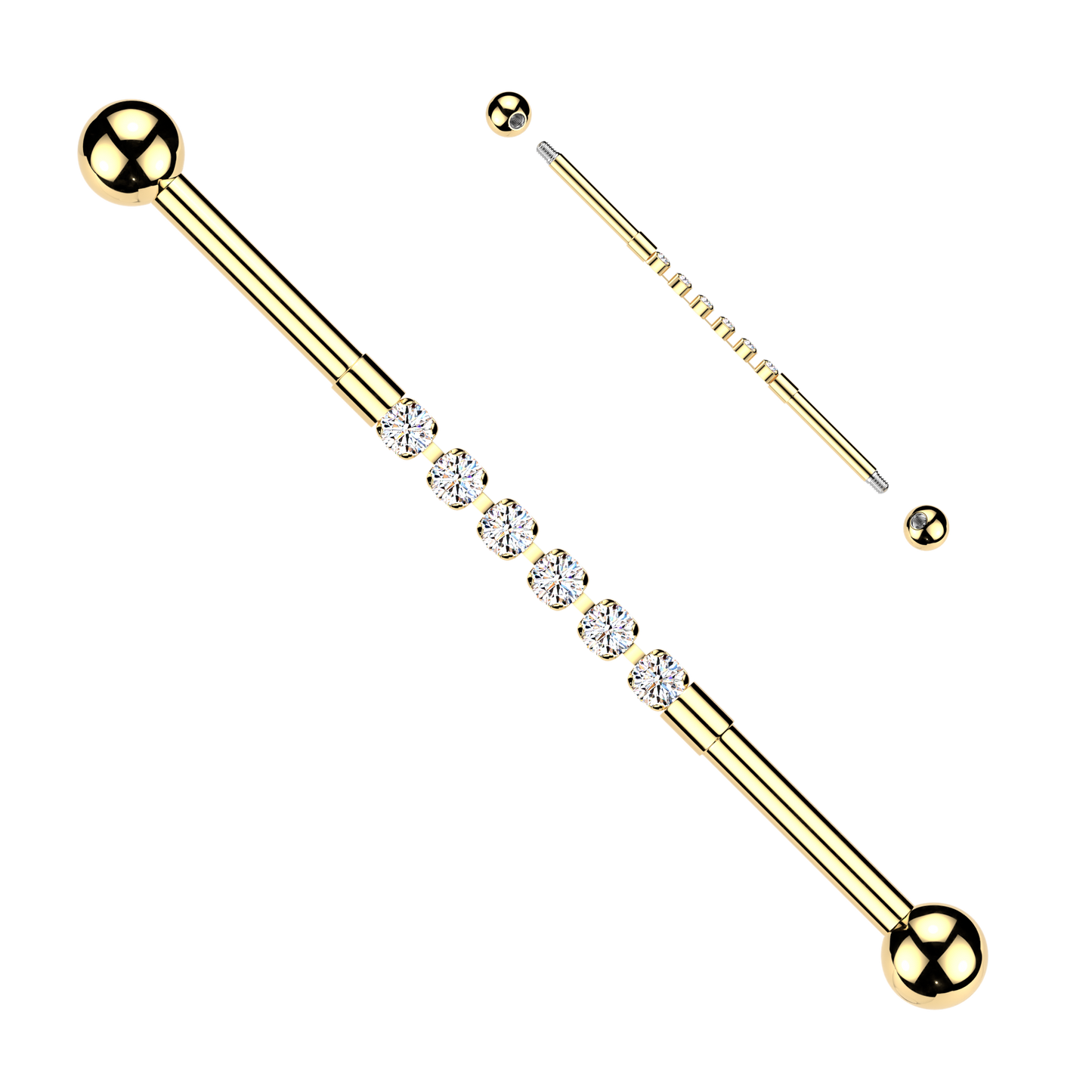 Premium Flex Crystal Bar Industrial Barbell 14g