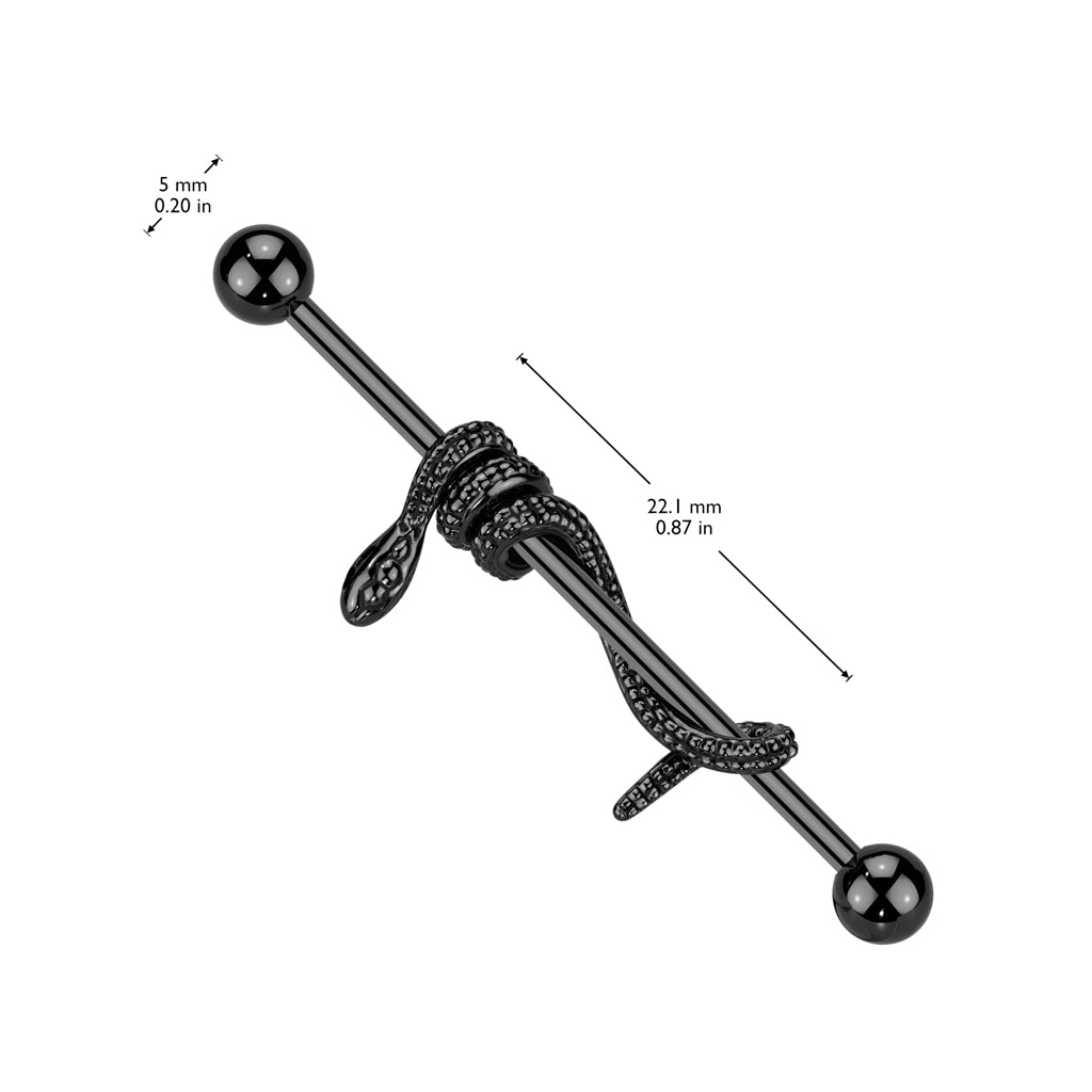 Coiled Snake Fancy Industrial Barbell 14g