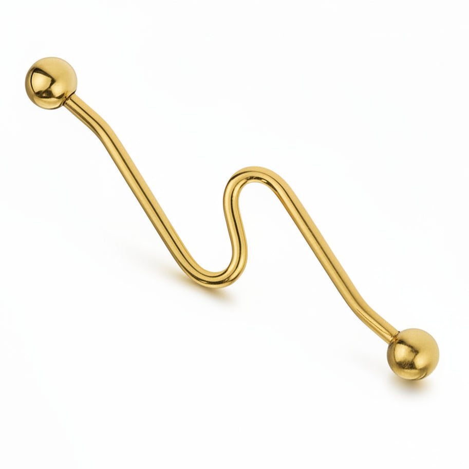 Premium Curved Zigzag Industrial Barbell 14g