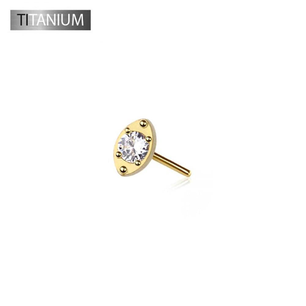 Premium G23 Titanium Oval + Round Gem Threadless Top