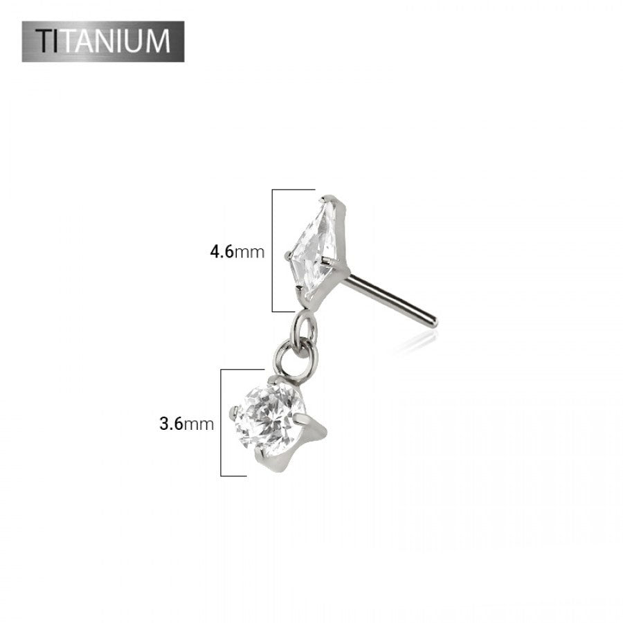 Premium G23 Titanium Luxe Rhombus Claw-Set Dangle Threadless Top
