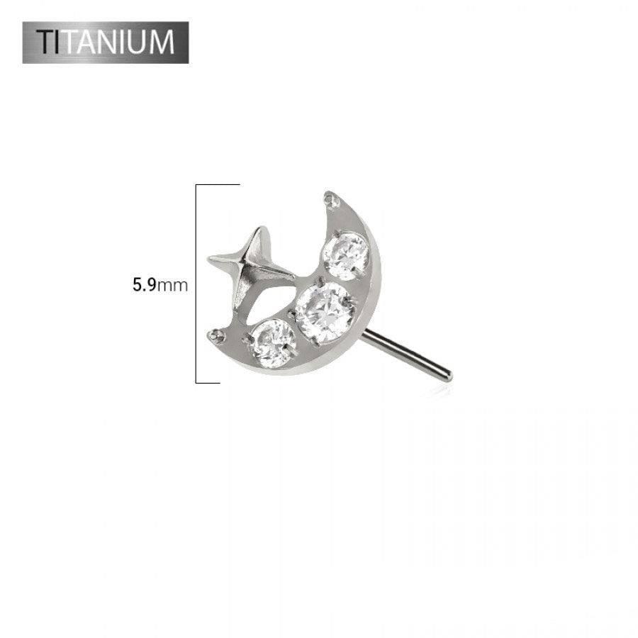 Premium G23 Titanium Luxe Crescent Moon & Star Threadless Top