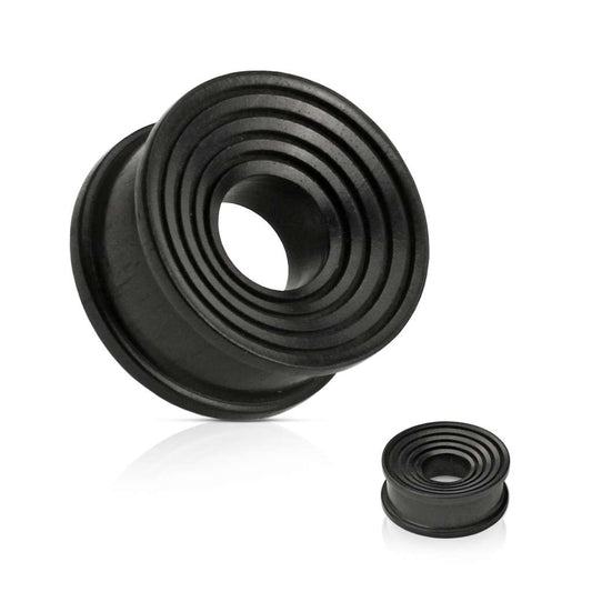Black Areng Wood - Concave Double Flat Flare Tunnel 2, 0, 00, 1-2, 9-16, 5-8, 3-4, 7-8, 1