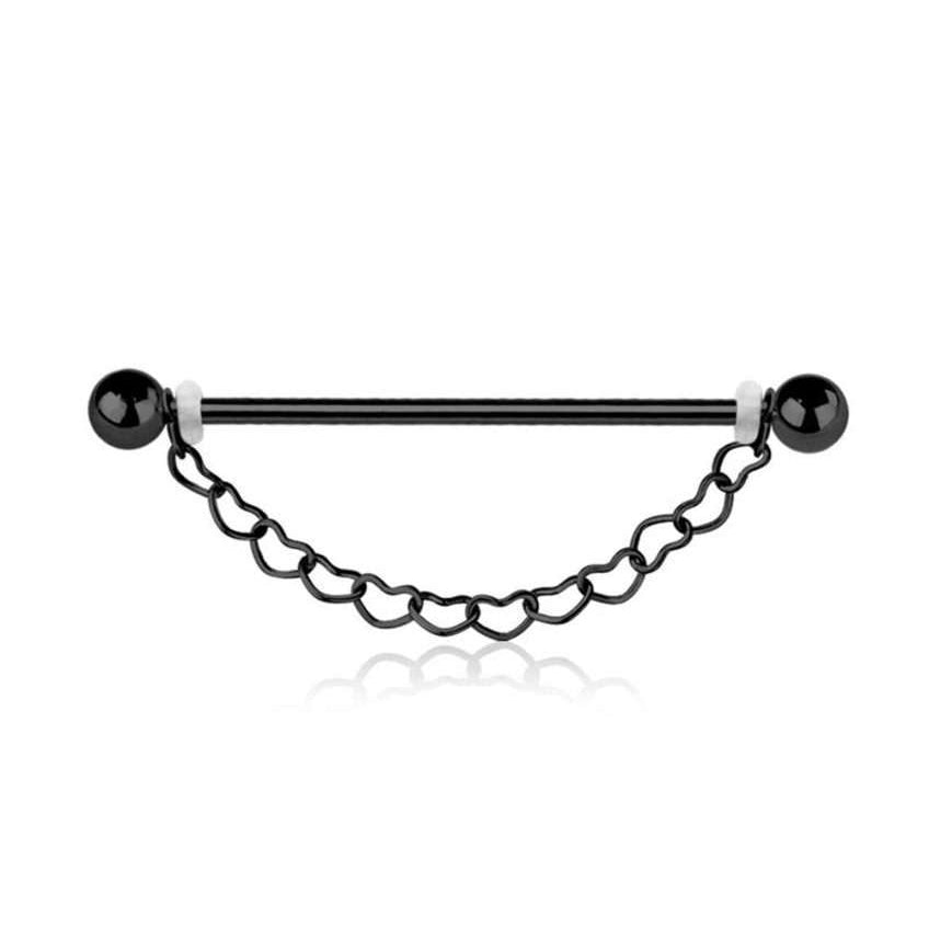 Blackline PVD Industrial with Heart Chain - 14g - 38mm long
