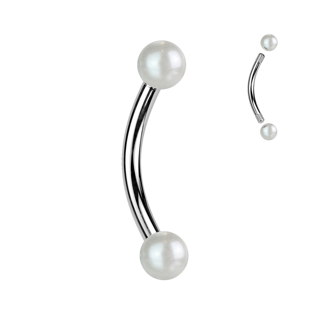 Pearlescent Lucite Curved Barbell Externally Threaded 16g