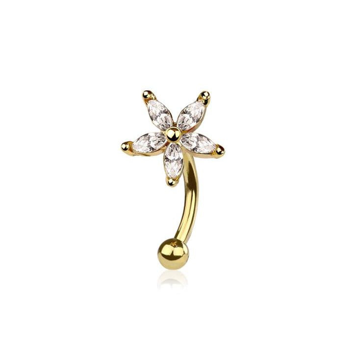 Five‑Petal Marquise Curved Barbell 16g