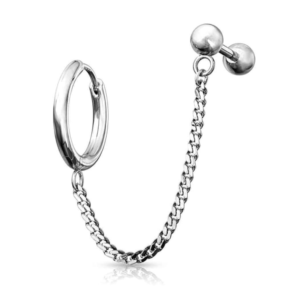 Cartilage-Stud-+-Chain-Earrings