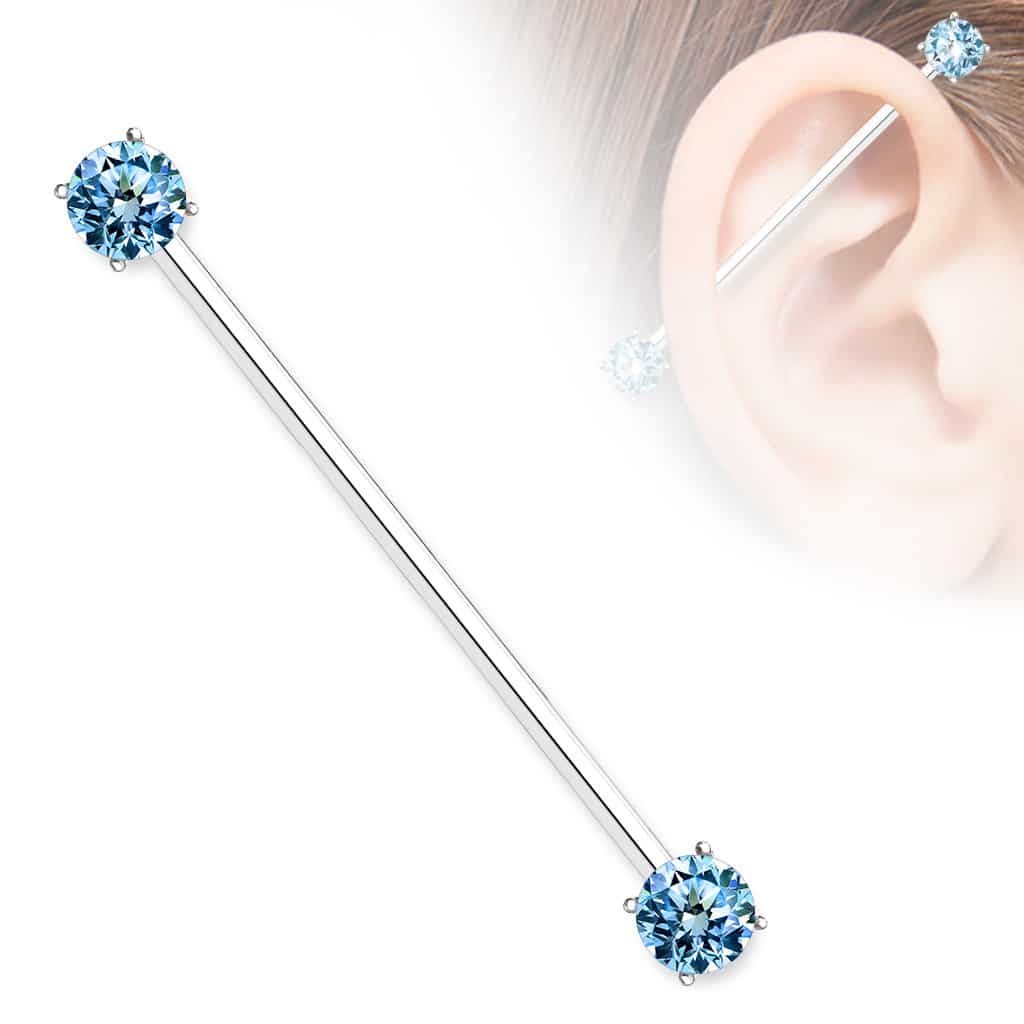 Claw-set Crystal Ends Industrial Barbell 14g (5)