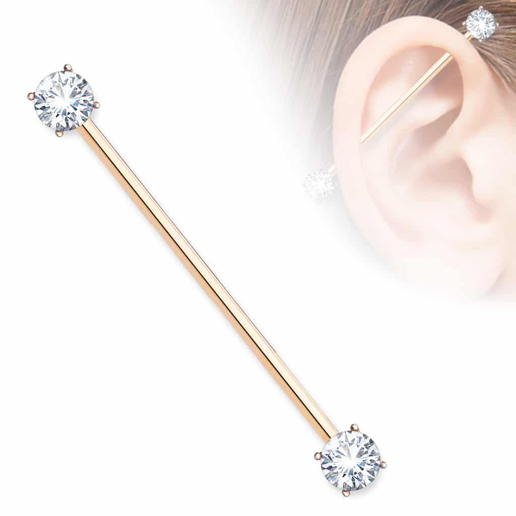 Claw-set Crystal Ends Industrial Barbell 14g (6)