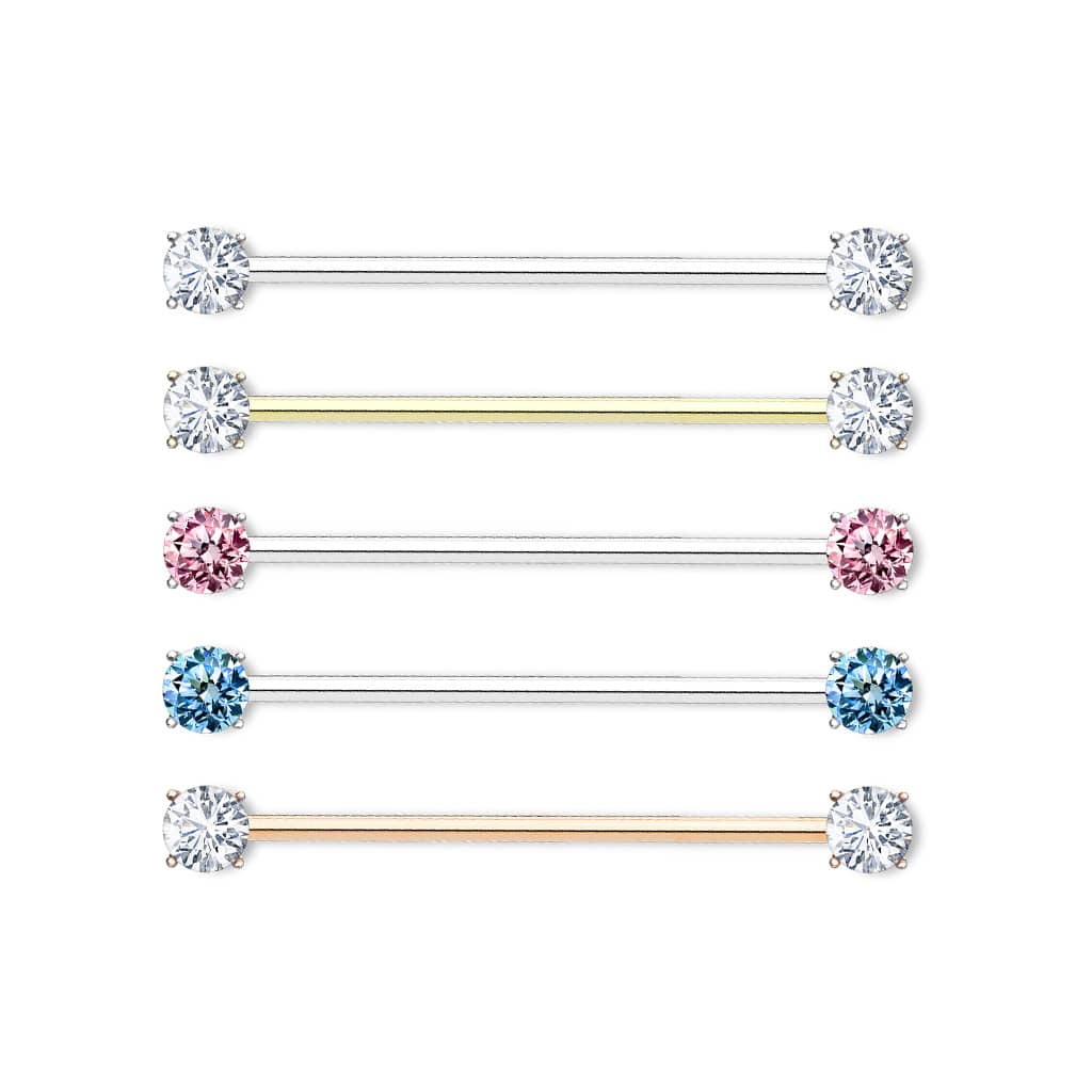 Claw-set Crystal Ends Industrial Barbell 14g (7)