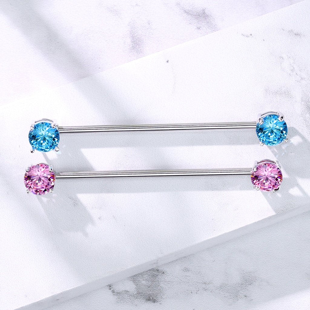 Claw-set Crystal Ends Industrial Barbell 14g (9)