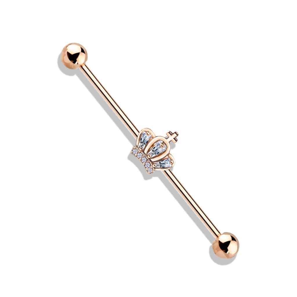 Crystal Crown Industrial Barbell 14g (3)