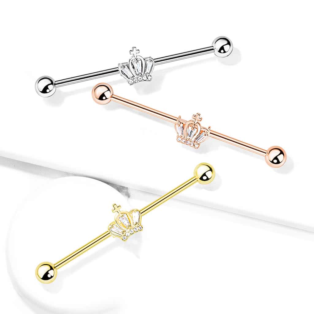 Crystal Crown Industrial Barbell 14g (6)