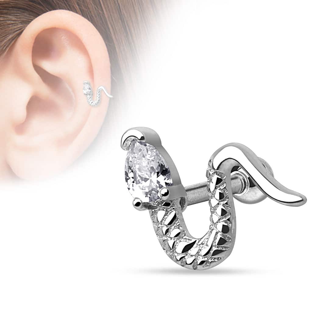 Crystal Snake Cartilage Stud 16g 1