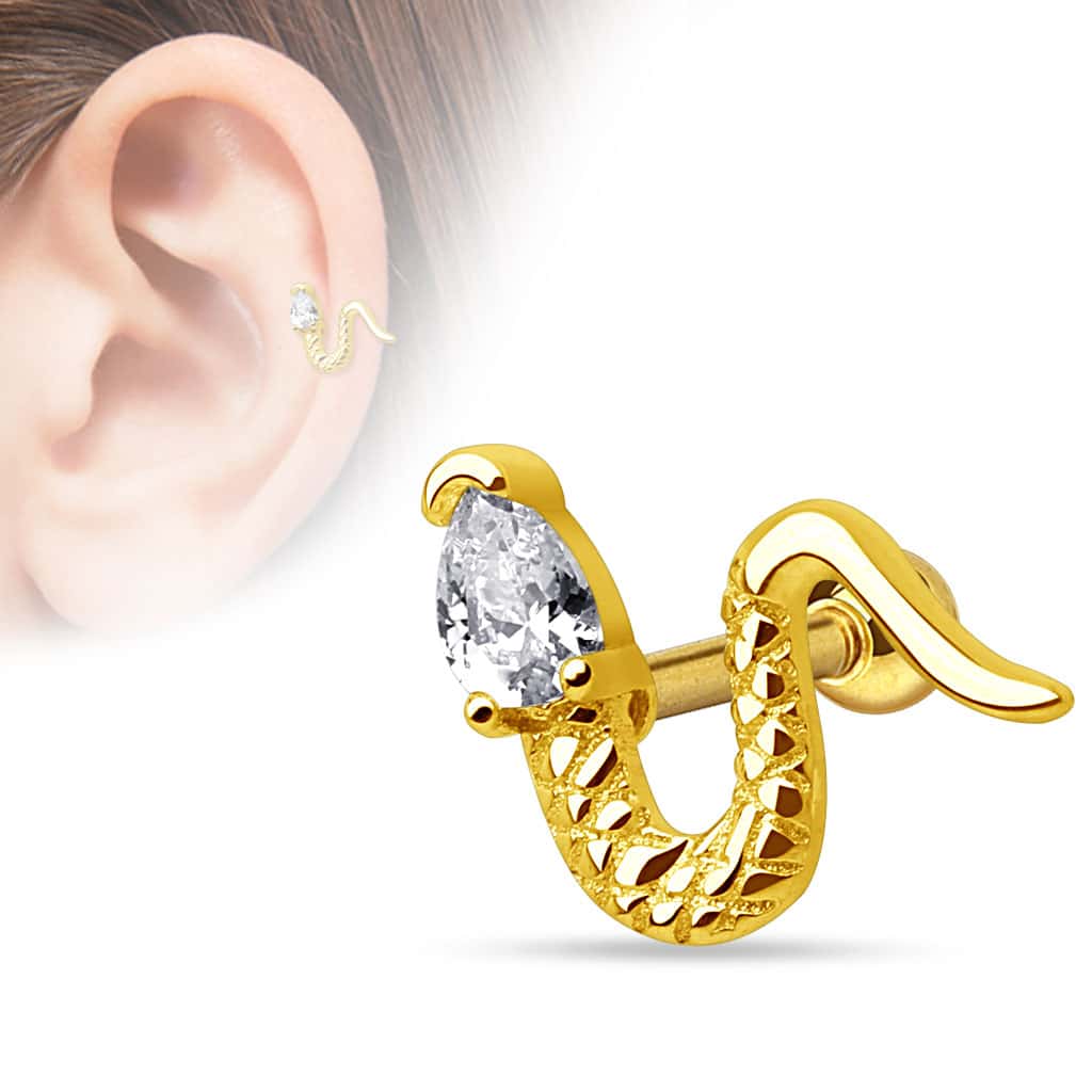 Crystal Snake Cartilage Stud 16g 2