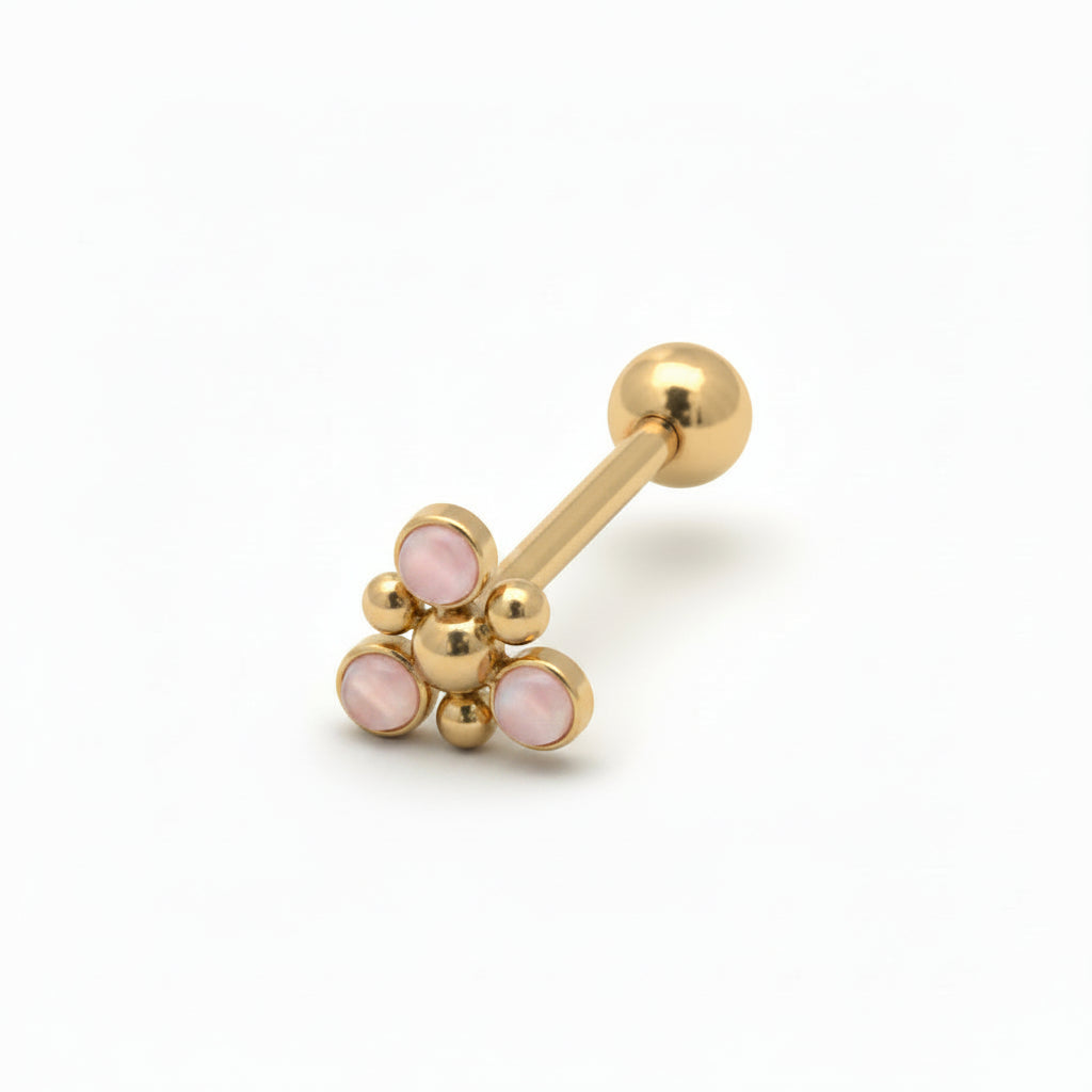 Premium Moonstone Dotwork Tongue Barbell 14g