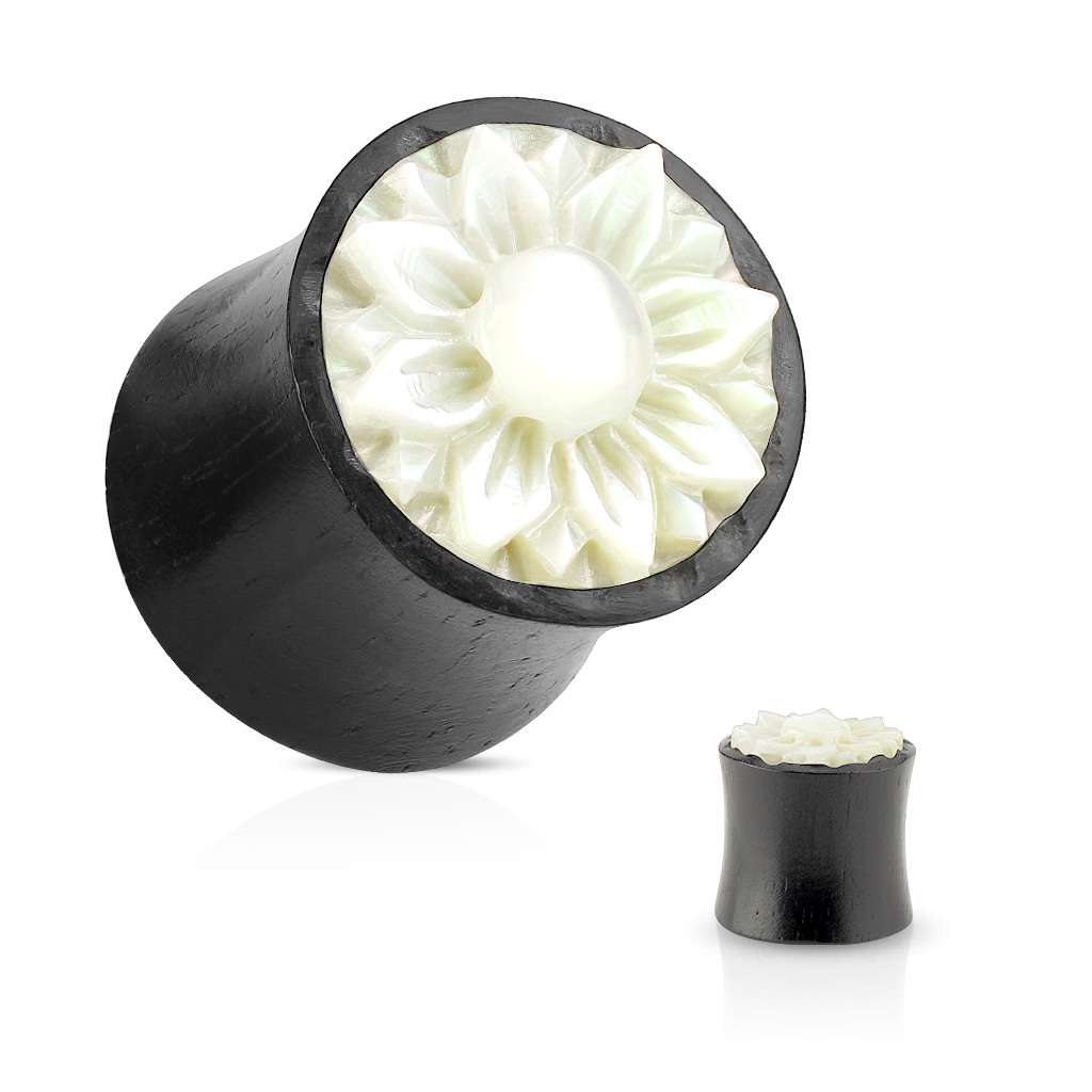 Ebony Wood with Lotus Flower Mother of Pearl Inlay - Saddle Plug 00, 1-2, 9-16, 5-8, 3-4, 7-8, 1