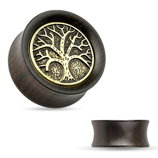 Ebony Wood with Tree of Life Shield - Saddle Plug 2, 0, 00, 1-2, 9-16, 5-8, 3-4, 7-8, 1