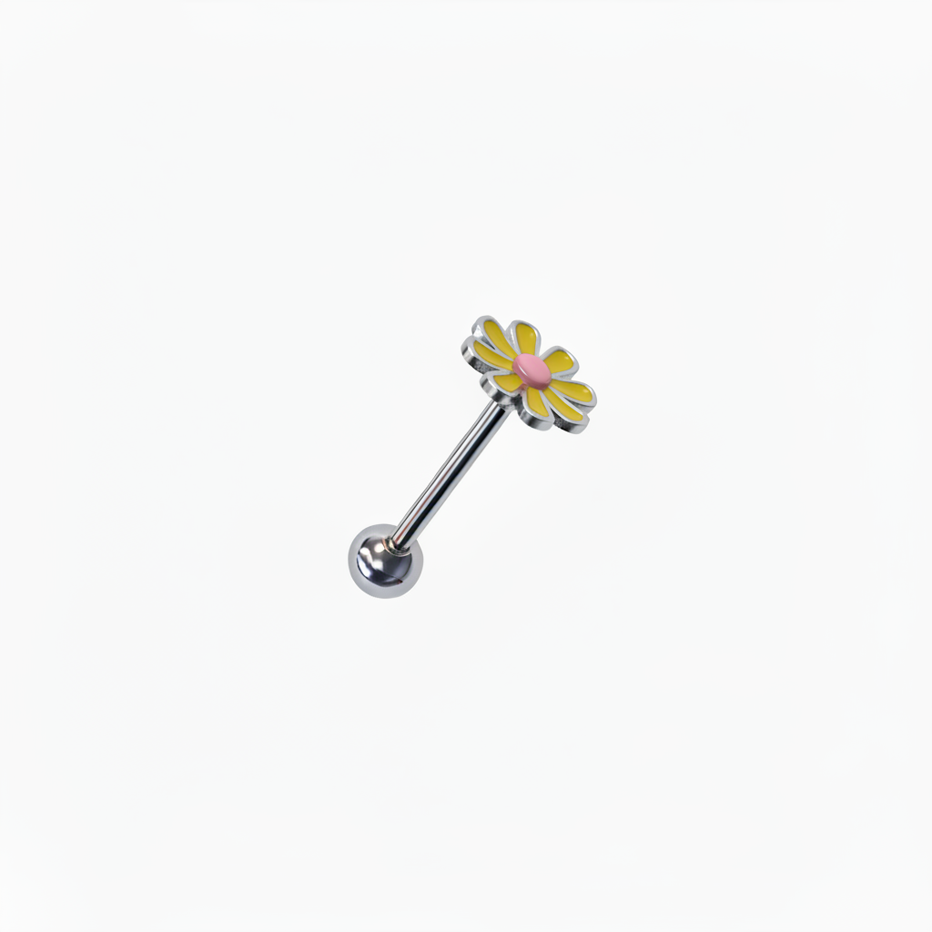 Premium Daisy Tongue Barbell 14g