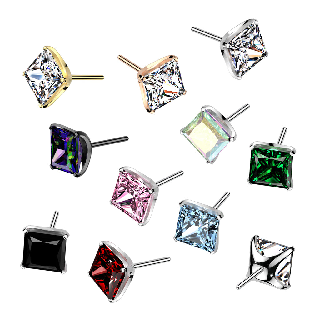 PREMIUM Titanium Diamond Claw-Set Crystal Stud Threadless Top
