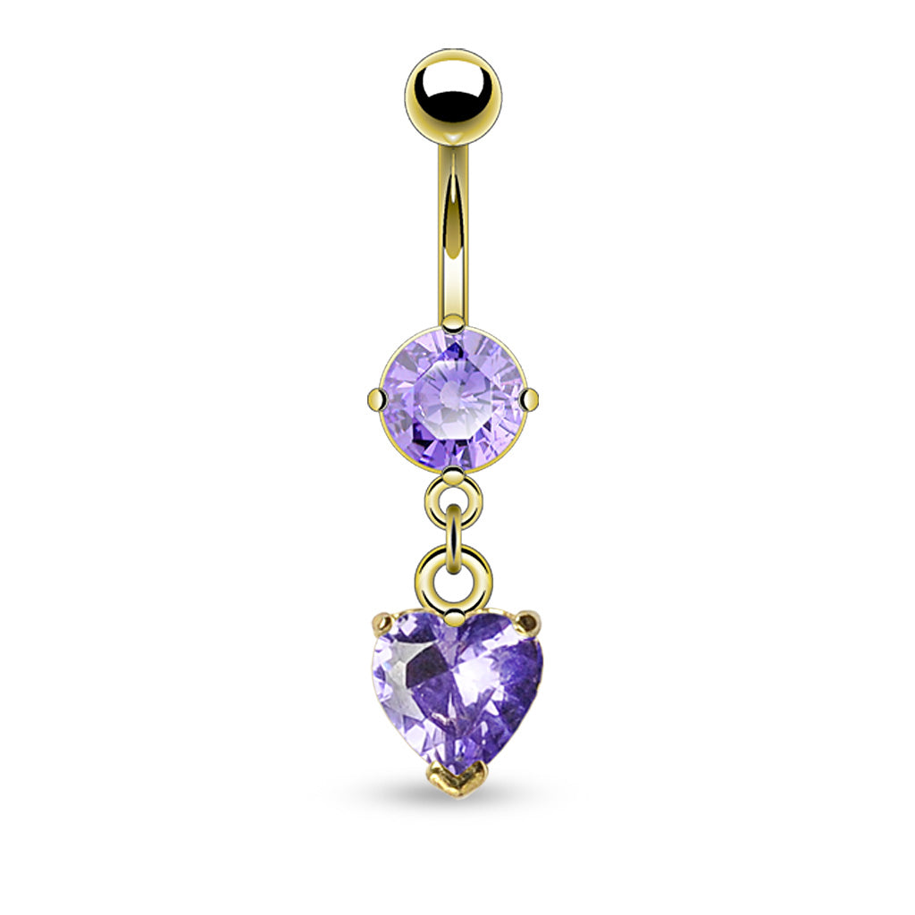 Chain Claw-Set Crystal Heart Navel Dangle 14g