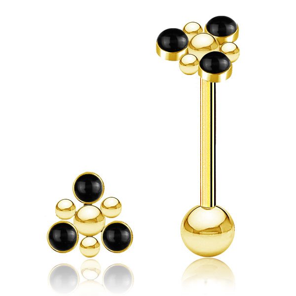 Gold PVD & Black Onyx Stone 16mm
