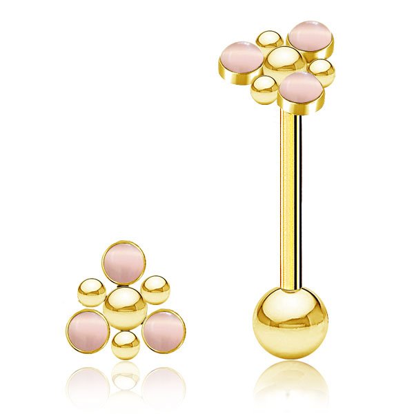 Gold PVD & Rose Cats Eye 16mm