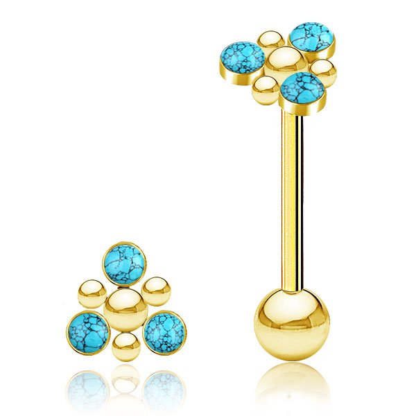 Gold PVD & Turquoise 16mm