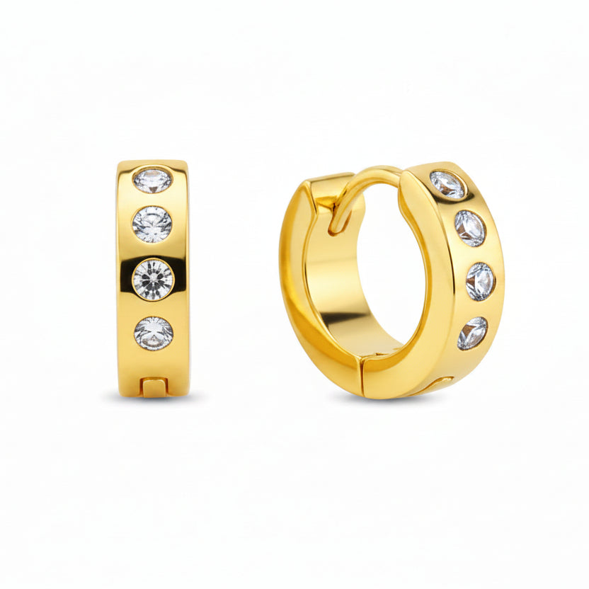 4 Crystal Blackline PVD Cuff Earrings