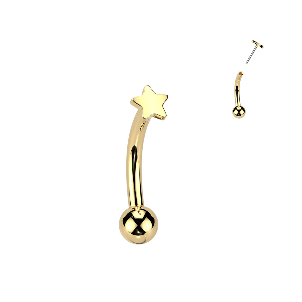 PREMIUM G23 Titanium Star Curved Barbell 16g
