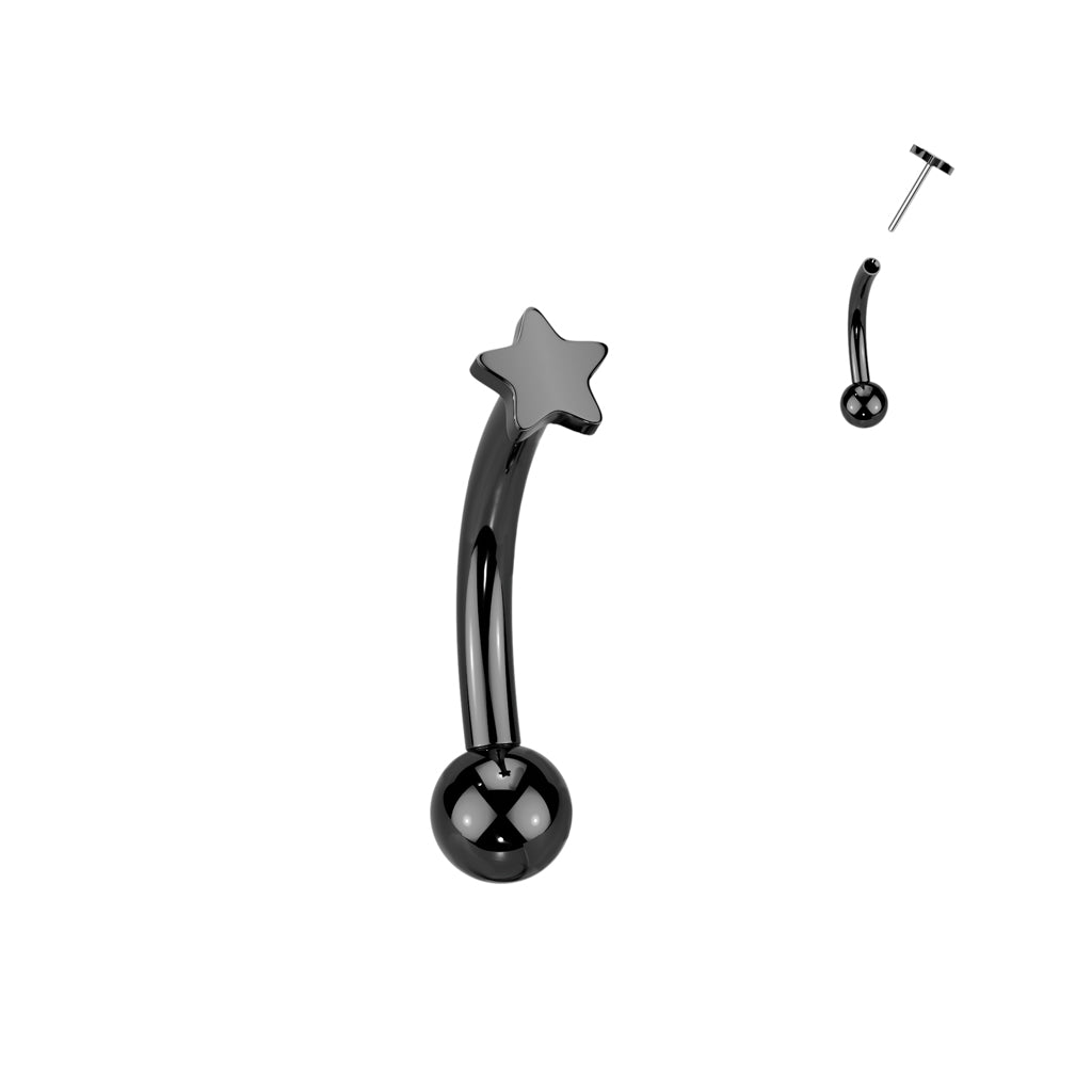 PREMIUM G23 Titanium Star Curved Barbell 16g