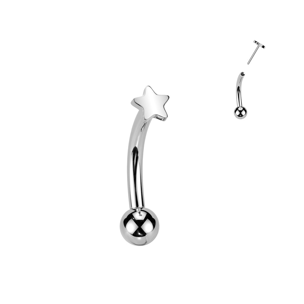 PREMIUM G23 Titanium Star Curved Barbell 16g