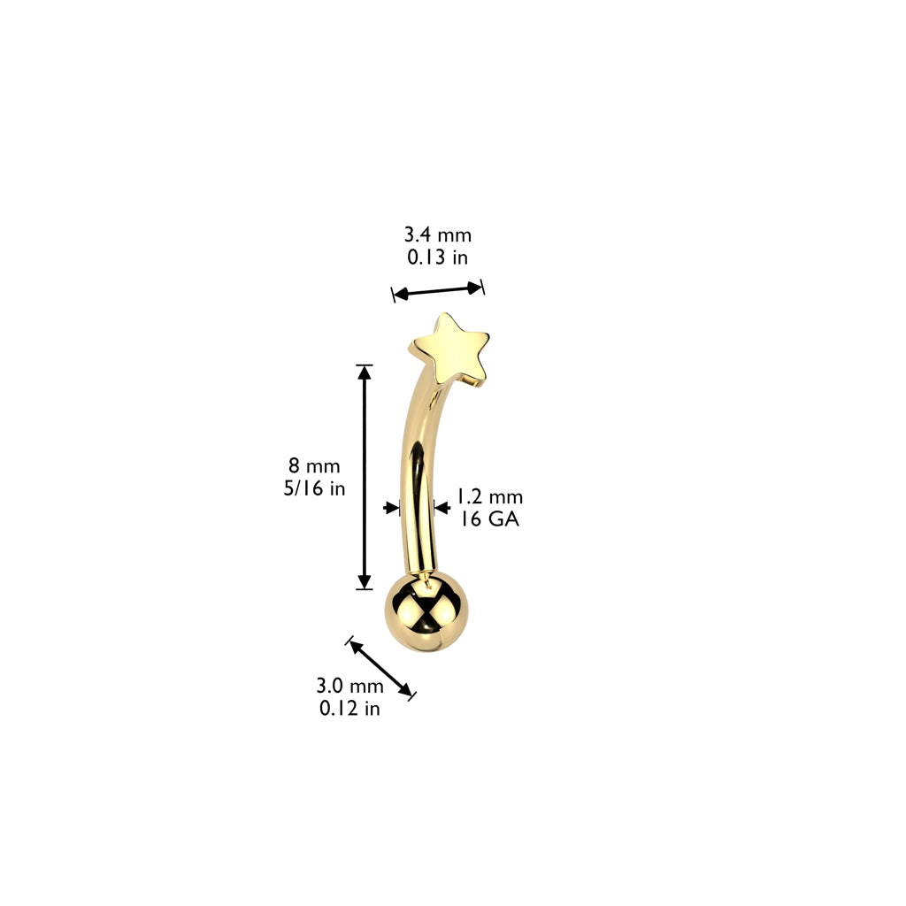 PREMIUM G23 Titanium Star Curved Barbell 16g