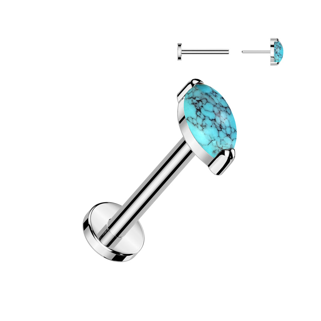 Premium G23 Titanium Luxe Marquise Threadless Flat Back
