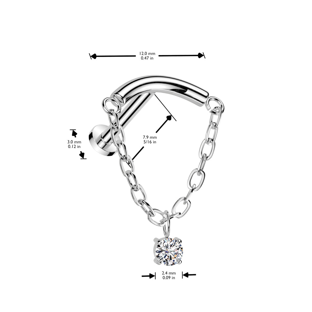 Premium G23 Titanium Claw-Set Crystal Chain Dangle Threadless Flat Back