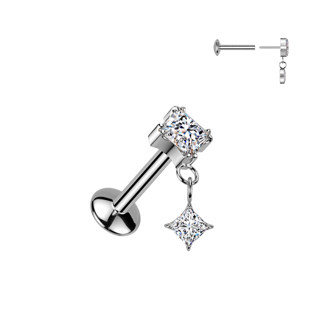 PREMIUM G23 Titanium Luxe G23 Crystal Dangle Threadless Flat Back