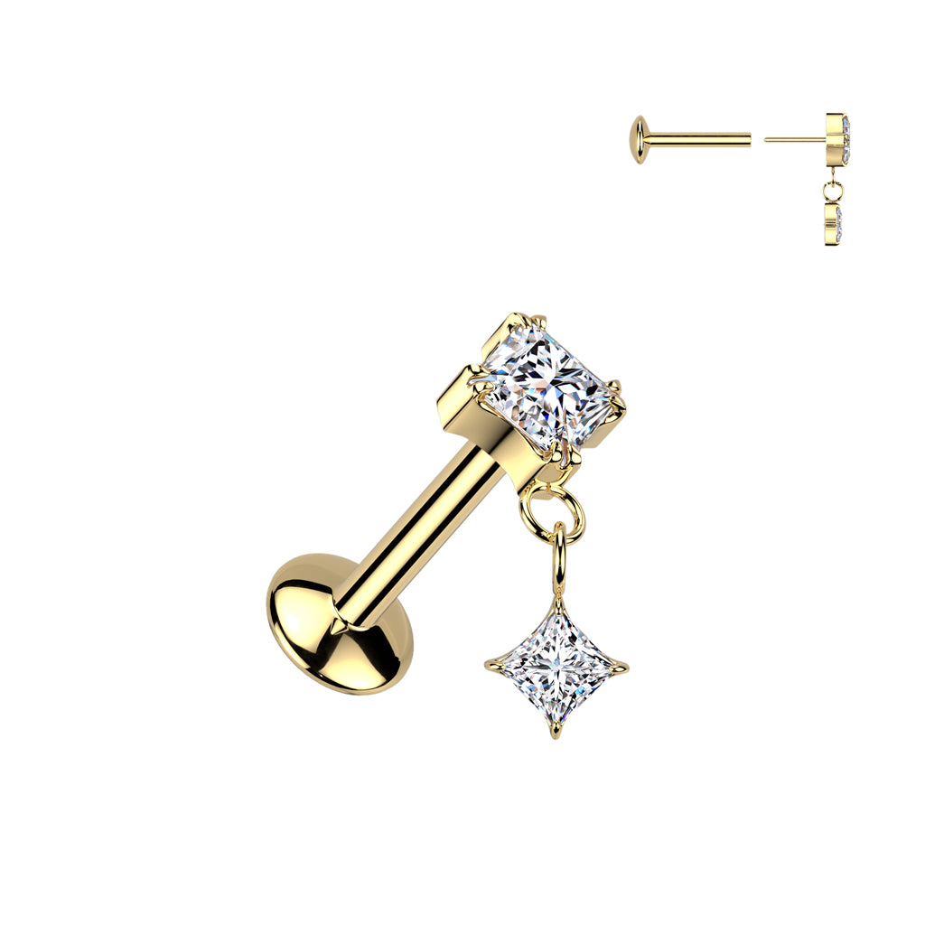 PREMIUM G23 Titanium Luxe G23 Crystal Dangle Threadless Flat Back