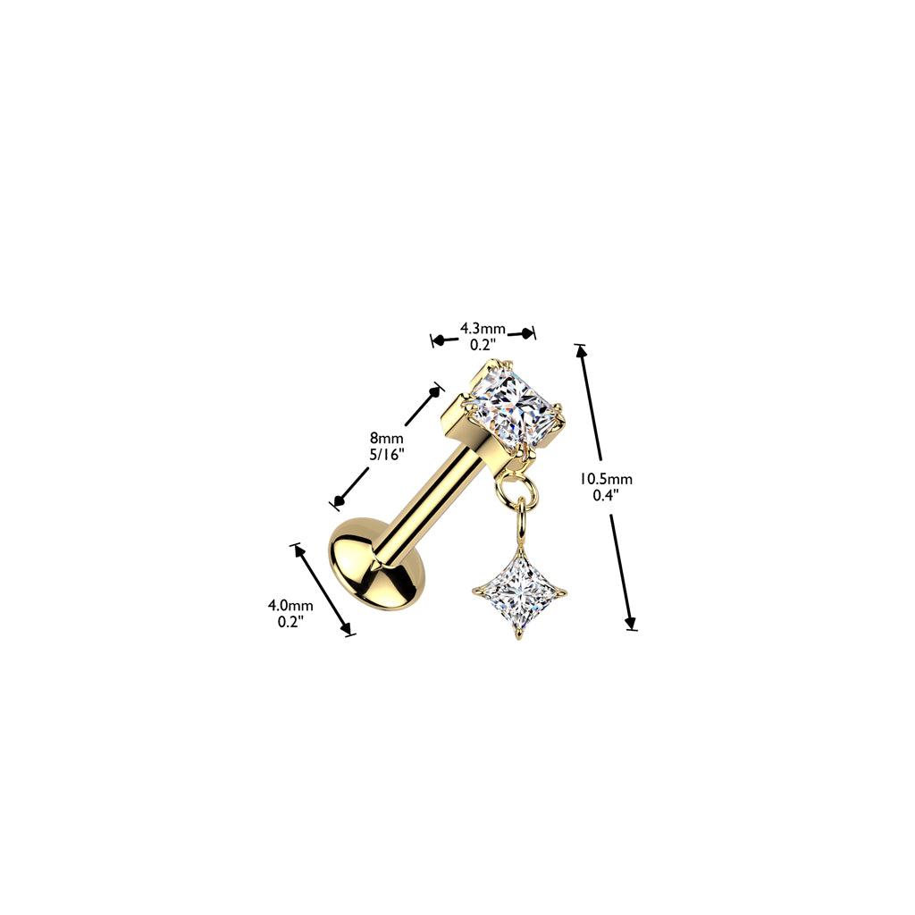 PREMIUM G23 Titanium Luxe G23 Crystal Dangle Threadless Flat Back