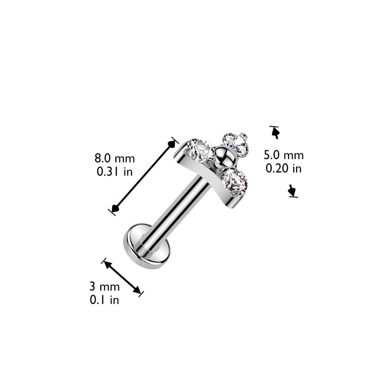 Premium G23 Titanium Triple Claw-Set Crystal Threadless Flat Back